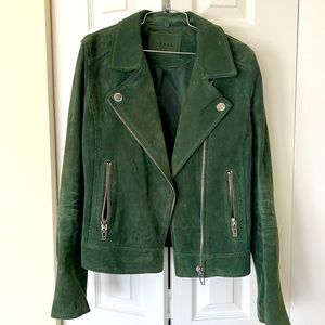 BlankNYC suede moto jacket in Evergreen in size XS